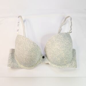 Women’s LUCKY BRAND Bra Size 34C Cream With Blue Floral Design
